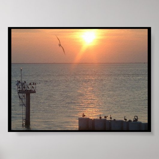 Galveston Texas Sunset on Water Poster (Voorkant)