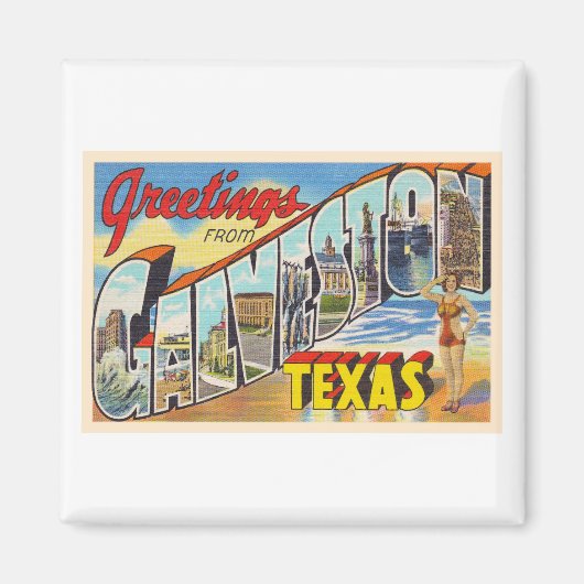 Galveston Texas TX  groot Briefkaart Magneet (Voorkant)