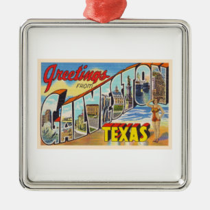 Galveston Texas TX  groot Briefkaart Metalen Ornament