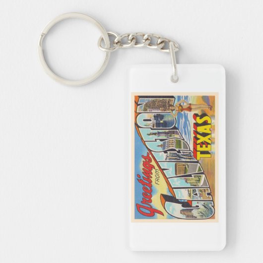 Galveston Texas TX groot Briefkaart Sleutelhanger (Voorkant)