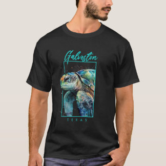 Galveston Texas Waterverf Zee Turtle Portrait T-shirt
