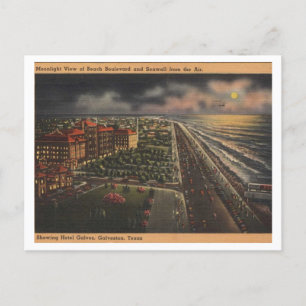 Galveston TX, Moonlight Uitzicht 1952, Briefkaart