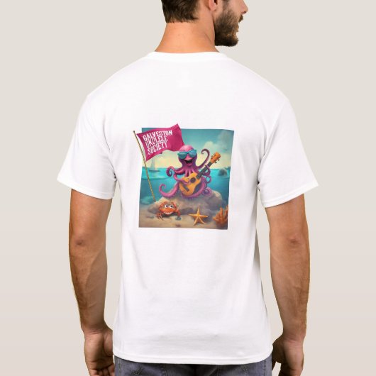 Galveston Ukulele Mannen's F & B Octopus T-shirt (Achterkant)