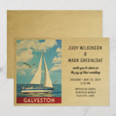 Galveston Wedding Invitation Sailboat Kaart (Voorkant / Achterkant)