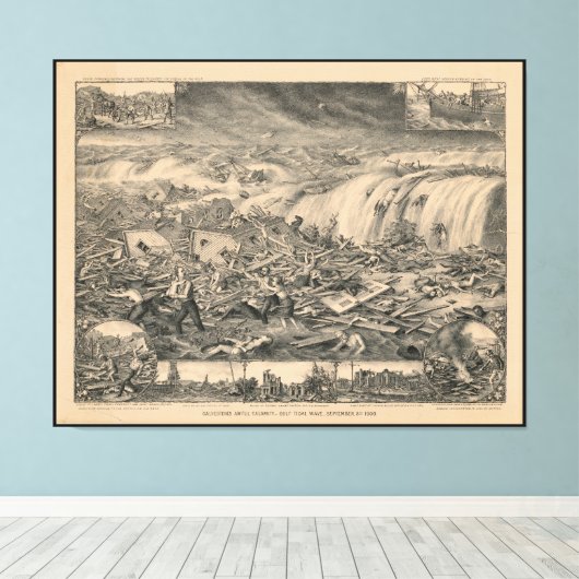 Galveston's Awful Calamity Gulf Tidal Wave (1900) Canvas Afdruk (Insitu (Houten vloer))