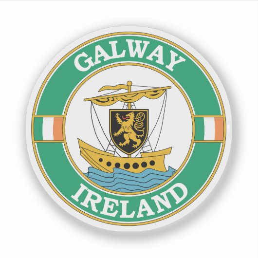 Galway Ireland Circle Embleem Sticker (Voorkant)