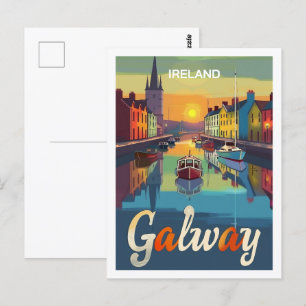 Galway Ireland Vintage Famous Travel Place Briefkaart