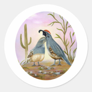 Gambel Quails Ronde Sticker