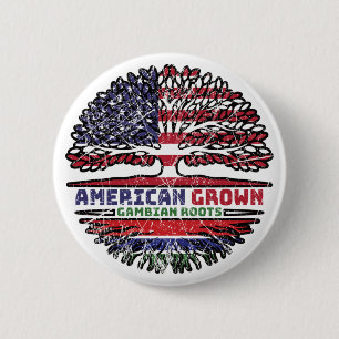 Gambia Gambian US American USA United States Tree Ronde Button 5,7 Cm