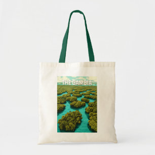 Gambia Illustration Travel Art Vintage Tote Bag