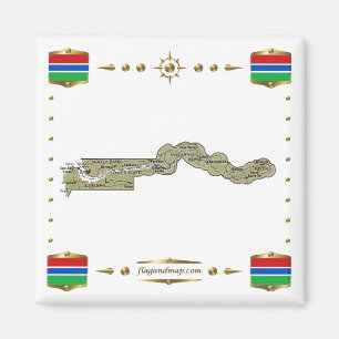 Gambia Map + Flags Magnet Magneet