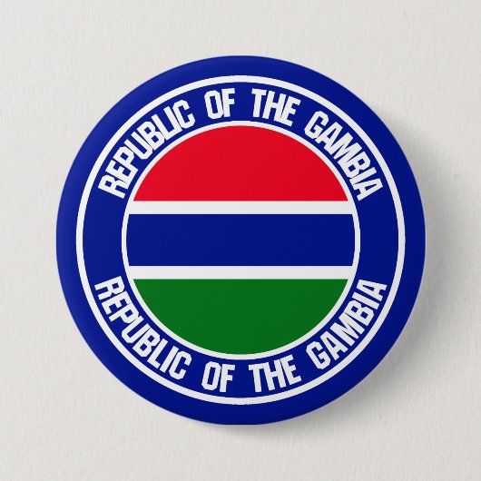 Gambia Round Emblem Ronde Button 7,6 Cm (Voorkant)