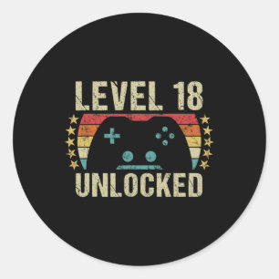 game 18e verjaardag cadeau 18-jarige jongen ronde sticker