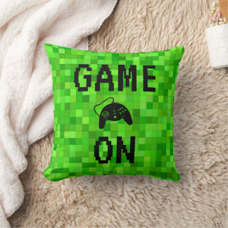 GAME AAN | Groene gamerpixels op maat Kussen