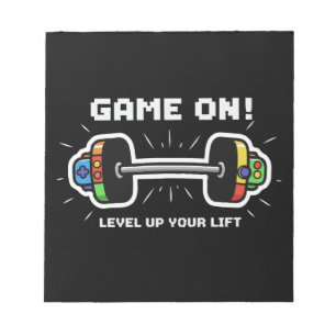 Game Aan Level Up Je Lift Grappige Gamer Gym Barbe Notitieblok