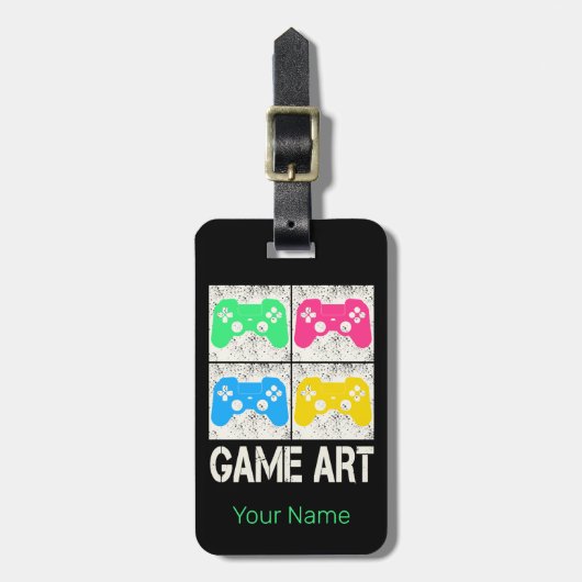 Game Art  Gamepad Retro Controller Gamers Bagagelabel (Voorkant verticaal)