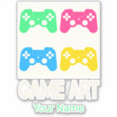 Game Art  Gamepad Retro Controller Gamers Sticker (Voorkant)