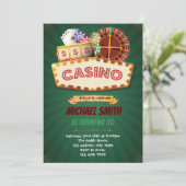Game avond casino verjaardag uitnodiging (Staand voorkant)