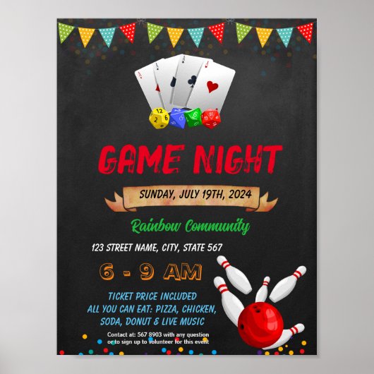 Game avond evenement sjabloon poster (Voorkant)