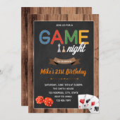 Game avond verjaardagsfeestje uitnodiging (Voorkant / Achterkant)