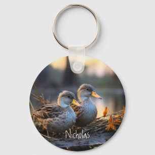 Game Bird Ducks Friends Forever Naam aanpassen Sleutelhanger
