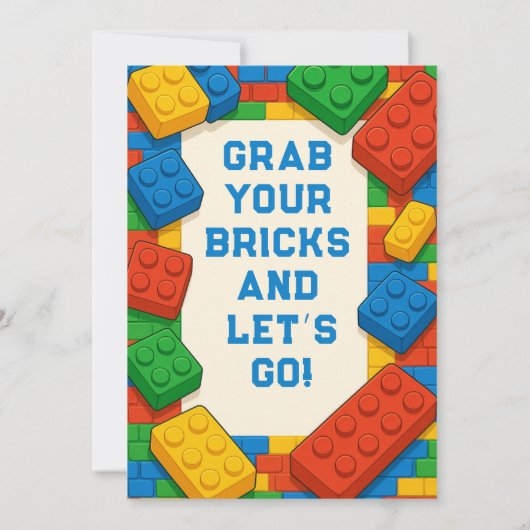 Game Building Blocks Verjaardagsfeest Kaart (Achterkant)