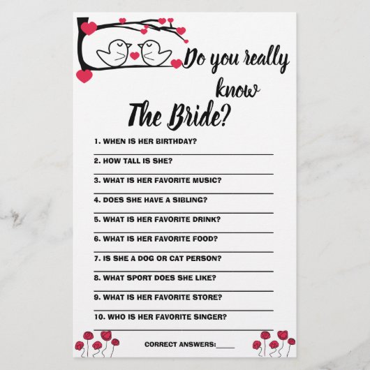 Game Card Ken je de Bride echt? Flyer (Voorkant)