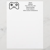 Game Controller Black White 8bit Video Game Style Briefhoofd (Voorkant)