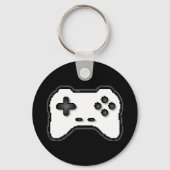Game Controller Black White 8bit Video Game Style Sleutelhanger (Voorkant)