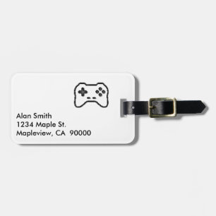 Game Controller Black, witte 8-bits videospelstijl Bagagelabel