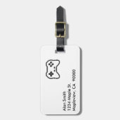 Game Controller Black, witte 8-bits videospelstijl Bagagelabel (Voorkant verticaal)