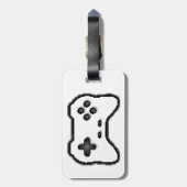 Game Controller Black, witte 8-bits videospelstijl Bagagelabel (Achterkant verticaal)