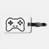 Game Controller Black, witte 8-bits videospelstijl Bagagelabel (Achterkant horizontaal)