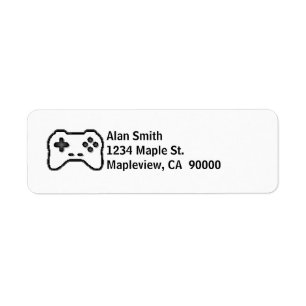 Game Controller Black, witte 8-bits videospelstijl Etiket