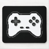 Game Controller Black, witte 8-bits videospelstijl Muismat (Voorkant)