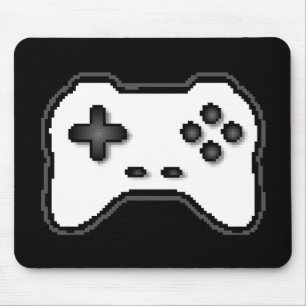 Game Controller Black, witte 8-bits videospelstijl Muismat