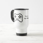 Game Controller Black, witte 8-bits videospelstijl Reisbeker (Voorkant links)