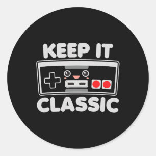 Game Controller Houd het Clic Humor 80s Retro Dark Ronde Sticker