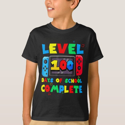 Game Controller Level 100 Days Of School Complete T-shirt (Voorkant)