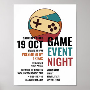 Game Controller Logo, Video Gamer Event Advert Poster
