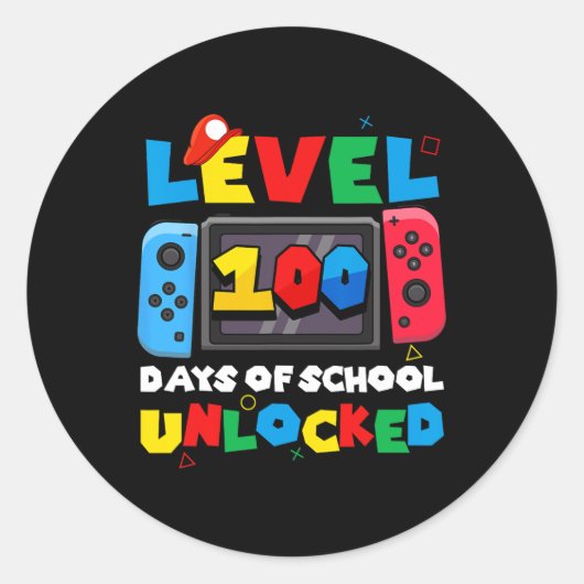 Game Controller niveau 100 dagen van school ontgre Ronde Sticker (Voorkant)