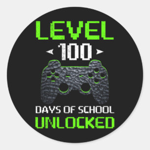 Game Controller niveau 100 dagen van school ontgre Ronde Sticker