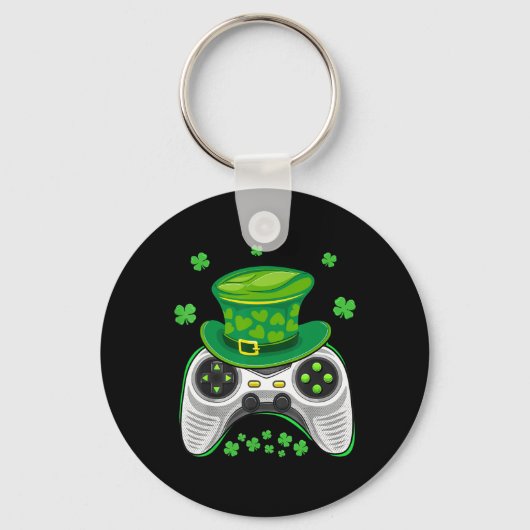 Game Controller Shamrock Gamer St Patricks Day Gam Sleutelhanger (Voorkant)