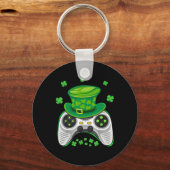 Game Controller Shamrock Gamer St Patricks Day Gam Sleutelhanger (Voorkant)