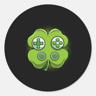 Game Controller Shamrock St Patricks Day Gamer Boy Ronde Sticker
