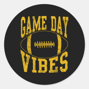 Game Dag Vibes Geel Football Verontwaardigd Ronde Sticker