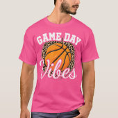 Game Day Basketball Leopard Print Women Girls Bask T-shirt (Voorkant)