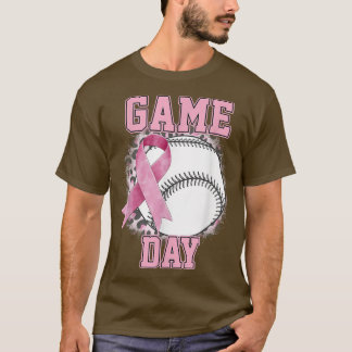 Game Day Breast Cancer Awareness Teeball Tackle Ca T-shirt