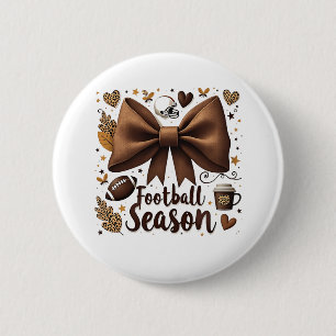 Game Day Football Boog Coquette Voetbal Seizoen  Ronde Button 5,7 Cm