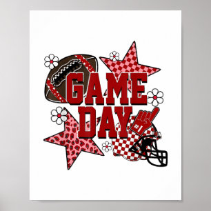 Game Day Football Checkered Team Spirit Touchdown Poster